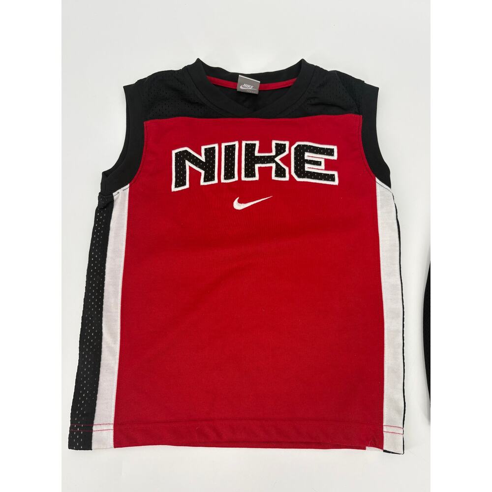 Nike Boys Size 4 2-Piece Athletic Set Red Black Sleeveless Top & Mesh Shorts - Picture 7 of 7